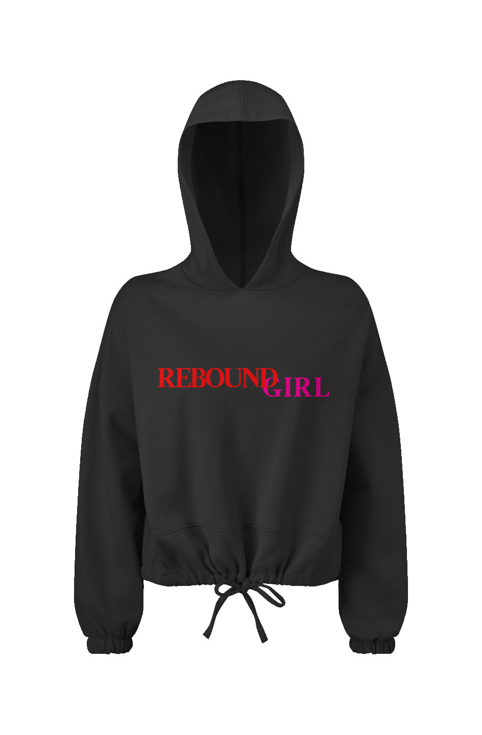 Cropped Oversize Hooded Sweatshirt with Drawstring - Rebound Girl