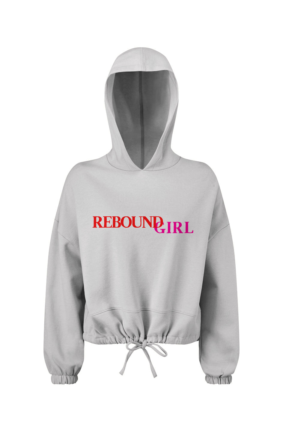 Cropped Oversize Hooded Sweatshirt with Drawstring - Rebound Girl